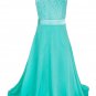 Girl Ball Dress Chiffon Bridesmaid Dance Ball Party Maxi Gown 14, Turquoise