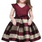 Girls Ball Gown Kids Summer Ball Gown Striped Party (Wine,130)