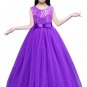 Girls Ball Kids Long Party Wedding Princess Dress Tulle Lace, Purple Size 6
