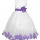 Girls Ball White Purple Communion Flower Girl Wedding Party Pageant 5-6 year