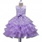 Flower Girl Dress Princess Kids Pageant Party Dance Birthday Ball Purple 3-4 T