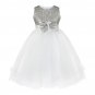 (13-14, Silver) Flower Girl Dress Princess Kids Pageant Party Dance Birthday