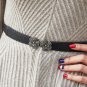 Lady Skinny Leather Belt Elastic Waist Cincher Interlock Belt Buckle Dress Cinch