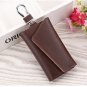 Genuine Leather Key Case with 6 Hooks Snap Closure for Men and woman (brown)