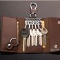 Genuine Leather Key Case with 6 Hooks Snap Closure for Men and woman (brown)