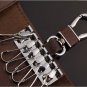Genuine Leather Key Case with 6 Hooks Snap Closure for Men and woman (brown)