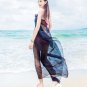 GERINLY Sarong Wrap - Solid Color Chiffon Hawaiian Beach Cover UPS (Black)