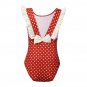 FEESHOW Red Kids Girls One-piece Polka Dots Swimsuit Ruffled Swimwear Red 8