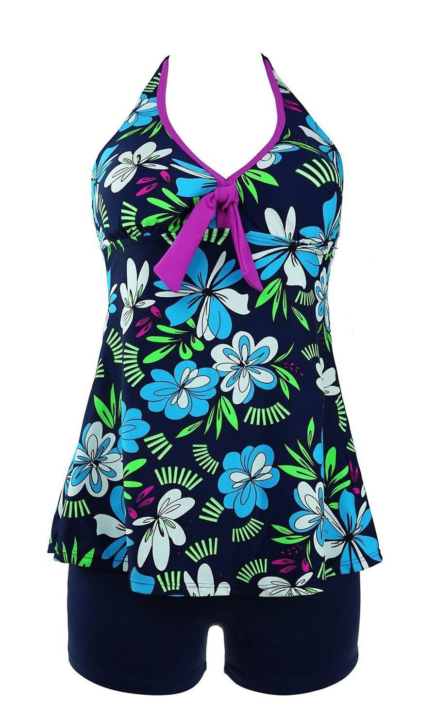 Summer Mae Women's Plus Size Two Pieces Floral Tankini Top Bottom Swimsuit 50