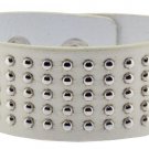 Unisex Metal Punk Rock Strap PU Leather Bracelet (White Metal Studs)