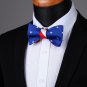 Men's American Flag Pattern Double Sided Jacquard Self Bow Tie Set bowtie usa
