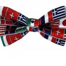Red - Blue - Green - White - Mens Flags of the World Pre Tied Bow Tie