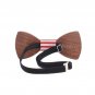 Walnut Wooden Bow Tie Handmade Adjustable Strap USA American Stars and Stripes