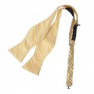 DBA7A11F Gold Stripes Bow Tie Microfiber Luxury For Party Hand-model Bow Tie By