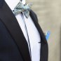 Miswak Club 100% Cotton Bow Tie Pocket Square Set for Men, Blue Print