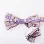 DBD7B31A Tan Purple Patterned Microfiber Mens Bow Tie Selection Fashion Pre-tied