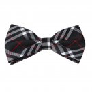 DBD3C01A Black Checkers Microfiber Christmas Gift Pre-tied Bow Tie By Dan Smith