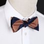 DBA7A03H Brown Navy Stripes Bow Tie Microfiber Romance For Marriage Hand-model B