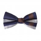 DBD7C07G Dark Blue Brown Sliver Checkered Microfiber Mens Tie Excellent Series P