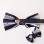 DBD7C07G Dark Blue Brown Sliver Checkered Microfiber Mens Tie Excellent Series P