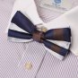 DBD7C07G Dark Blue Brown Sliver Checkered Microfiber Mens Tie Excellent Series P