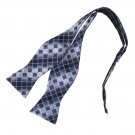 DBA7C16C Grey Blue Checkers Bow Tie Microfiber Inspirational For Dress Hand-mode