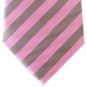 Retreez Classic Stripe Woven Men's Tie - Pink and Grey Stripe