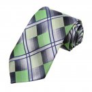 DAA7C15C Green Blue Grey Checkered Microfiber Neck Tie Luxury Design Neckwear By