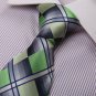 DAA7C15C Green Blue Grey Checkered Microfiber Neck Tie Luxury Design Neckwear By