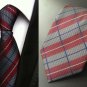 MENDENG New Classic Plaids Check Baby Blue Jacquard Woven Silk Men's Tie Necktie