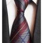 MENDENG New Classic Plaids Check Baby Blue Jacquard Woven Silk Men's Tie Necktie