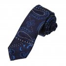 Midnight Blue Patterned Handsome Accessories Microfiber Skinny Tie Disc
