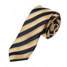 Black Gold Stripes Microfiber Mens Slim Tie Selection For Evening Skin