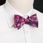 DBA7B33D Violet Red Paisley Bow Tie Microfiber Economics Design Hand-model Bow T