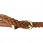 Women Slim Belt PU Leather Knitted Design Fashion Waist Belt for girls (tan)