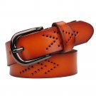 Arrow Holes Perforated 1.2 in. Wide Leather Belt with Alloy Pin Buckle (One size