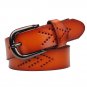 Arrow Holes Perforated 1.2 in. Wide Leather Belt with Alloy Pin Buckle (One size