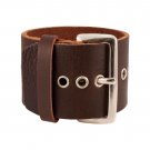 Napoli Leather Brown Distressed Napoli Leather Belt Buckle Adjustable Strap Brac