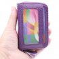 RFID Blocking Genuine Leather Zipper Around Accordion Credit Card Holder Wallet