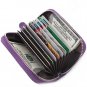 RFID Blocking Genuine Leather Zipper Around Accordion Credit Card Holder Wallet