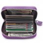 RFID Blocking Genuine Leather Zipper Around Accordion Credit Card Holder Wallet