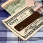 MC1025 Work-utility Mens Brown Stainless Steel Rectangle Silm Money Clip Saddle