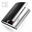 NOMĒ Slim Black Leather Business Card Case Holder - Mens Womens Credit Card Poc