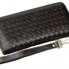 Propado Men’s Weave Leather Wallet Zipper Arround Clutch Purse with Coin Pocke