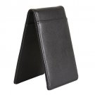 Men's Leather Bi-fold Wallet ID Credit Card Holder Silver Money Clip Slim design