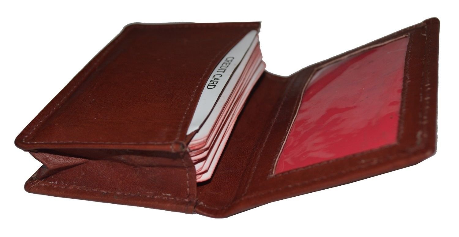 Leatherboss Small Credit Card Holder Wallet with Expandable Pocket