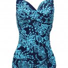 Surenow 50s Retro Vintage One Piece Flower Monokinis Plus Size Swimsuit