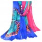 GERINLY Chiffon Sarong Wrap: Butterflies Print Plus Size Beach Cover Up (Blue)