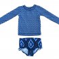 Swimsuit Long Sleeve Swimming Costume Floral Baby Girls Boys (NB-Month, Blue)