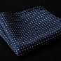 HISDERN Men's Check Dot Wedding Party Pocket Square Handkerchief Blue / White